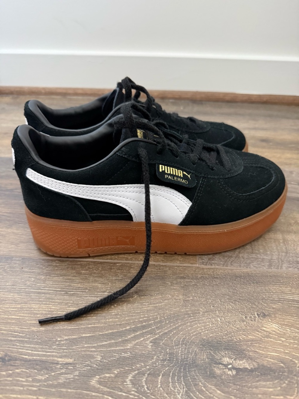 Puma Palermo Platform Sneakers - Black, White & Gum